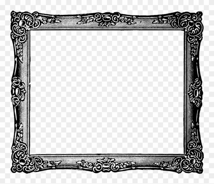 Ornate vintage black-and-white rectangular picture frame with floral scrollwork detailing on corners and sides.