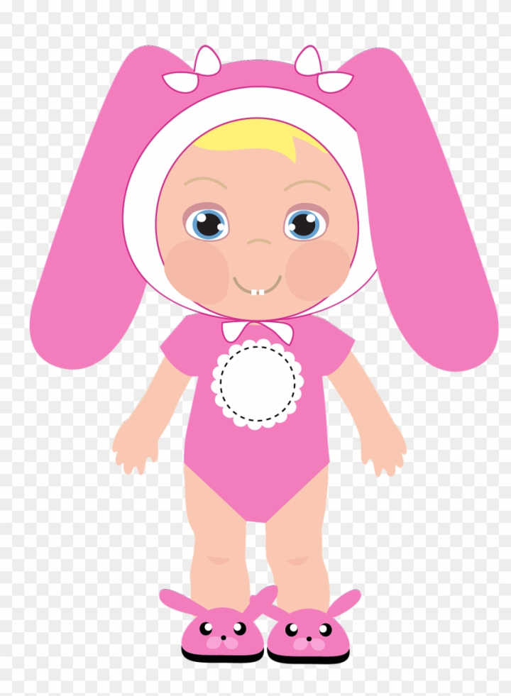 Adorable Pink Bunny Baby Costume Illustration - Free Clipart