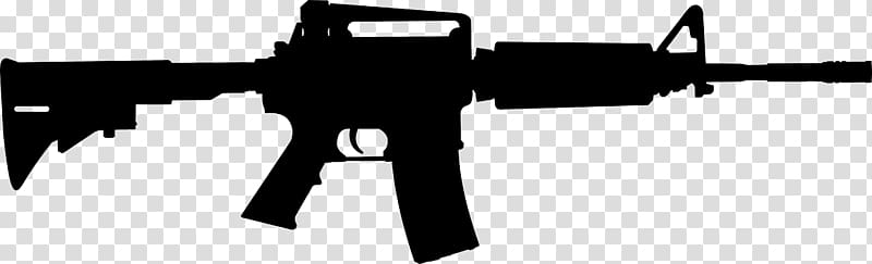 Silhouette of an AR-15 style assault rifle with stock, pistol grip, and handguard.