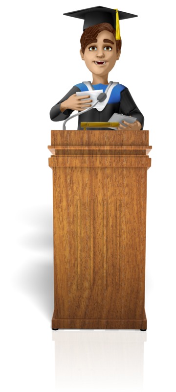 Graduation Speech Illustration - Student Speaker at Podium