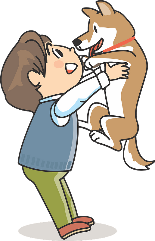 Little Boy Holding A Puppy Dog Illustration Royalty Free SVG - Clip Art