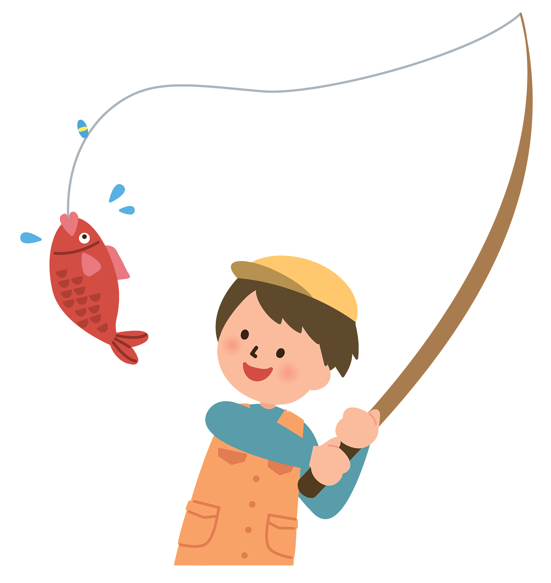 Fishing Clipart-young fisherman with fishing pole holding fish clipart