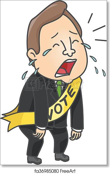Emotional Voter Reaction Cartoon - Free Illustration for Political Content