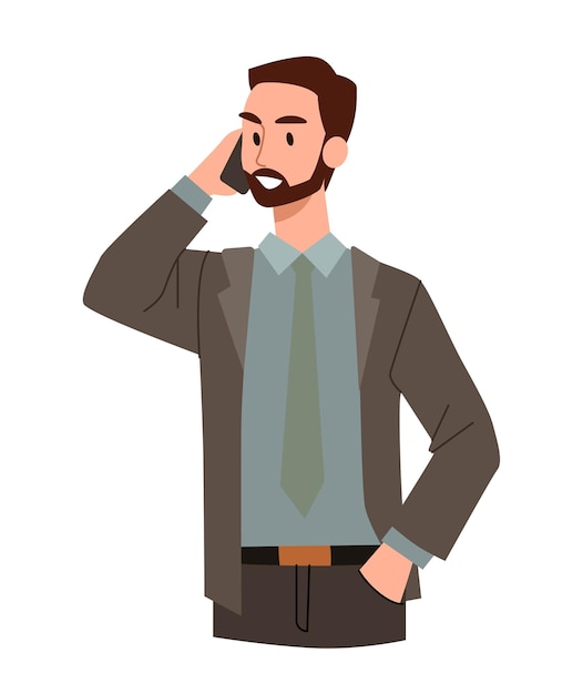 Young Man Calling Someone While Laughing vector Illustration Stock 