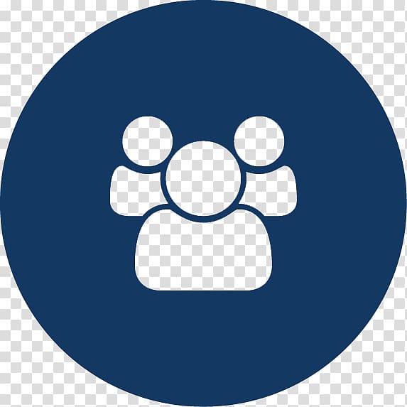 Blue circular icon with three white stylized human figures representing a group or team.