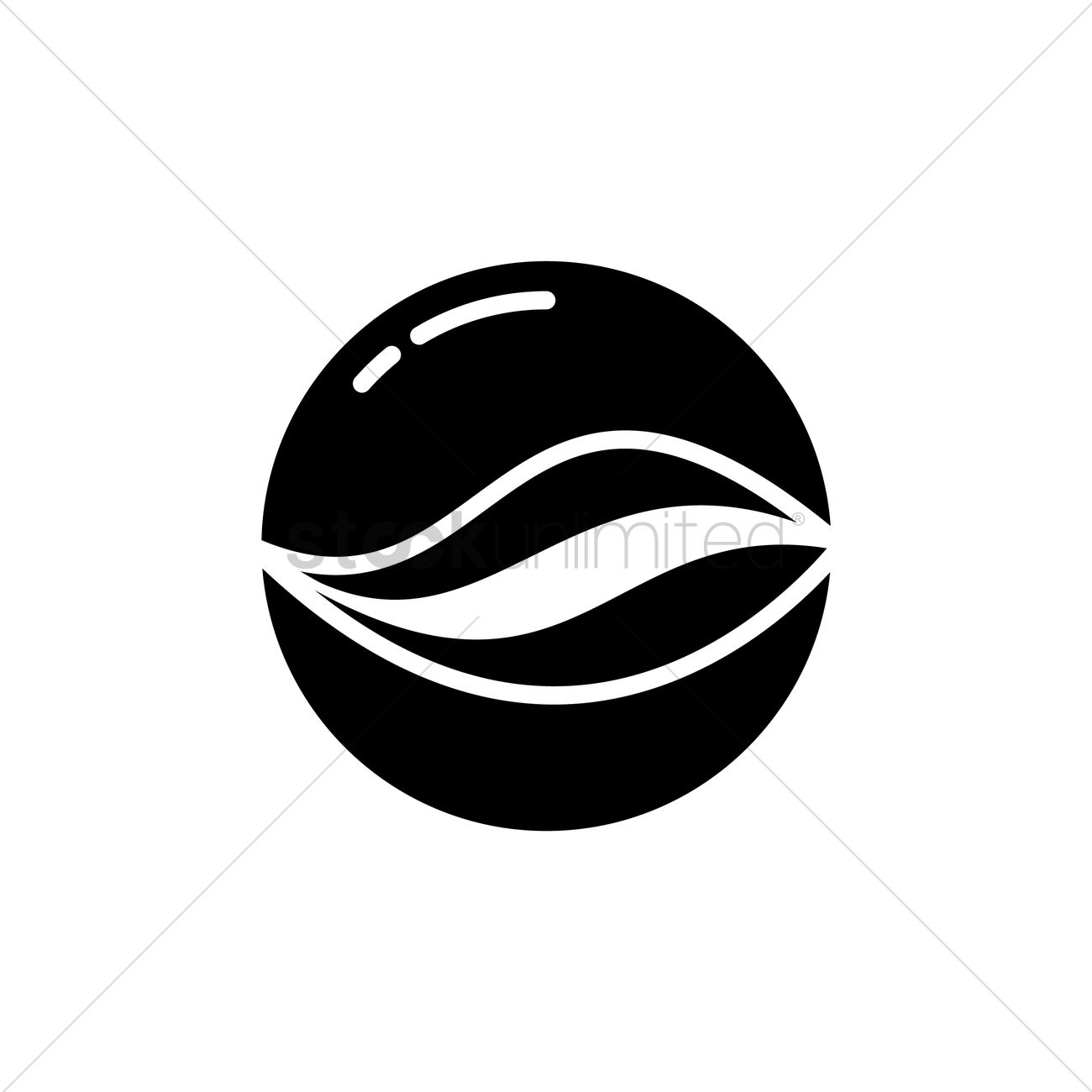 Black circular icon with white wave-like lines and highlight, symbolizing fluidity or water in a minimalist design.