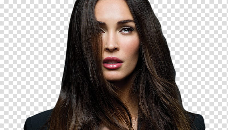 Megan Fox in a leopard-print crop top with blood on her lip, dark hair flowing, intense gaze against black background.