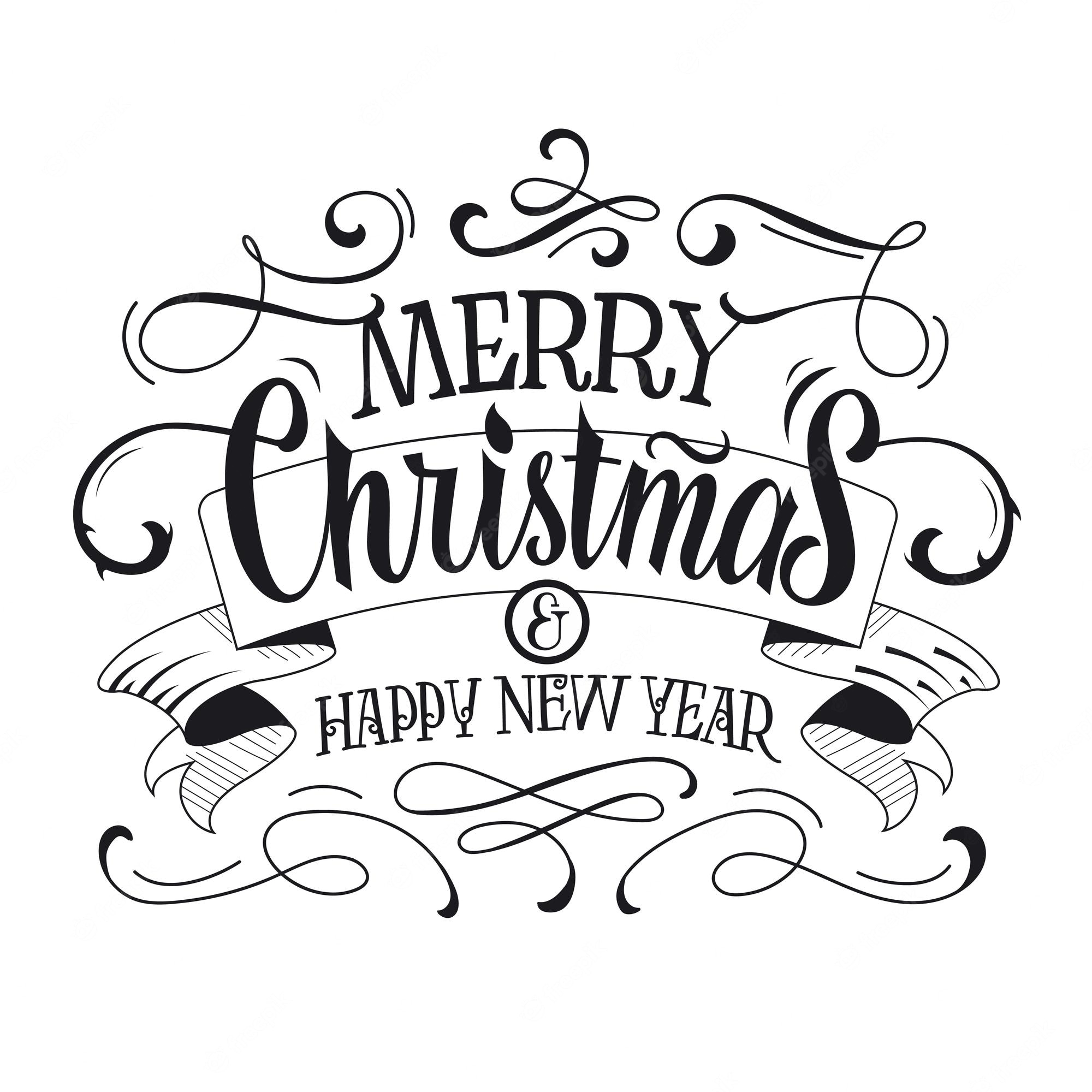 Merry Christmas Lettering With Swirls Royalty Free SVG, Cliparts - Clip ...
