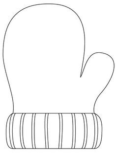 Simple line drawing of a winter mitten with striped cuff, ideal for coloring or craft templates.