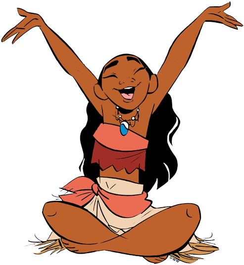 Moana Character Illustration - Joyful Pose in Traditional Outfit
