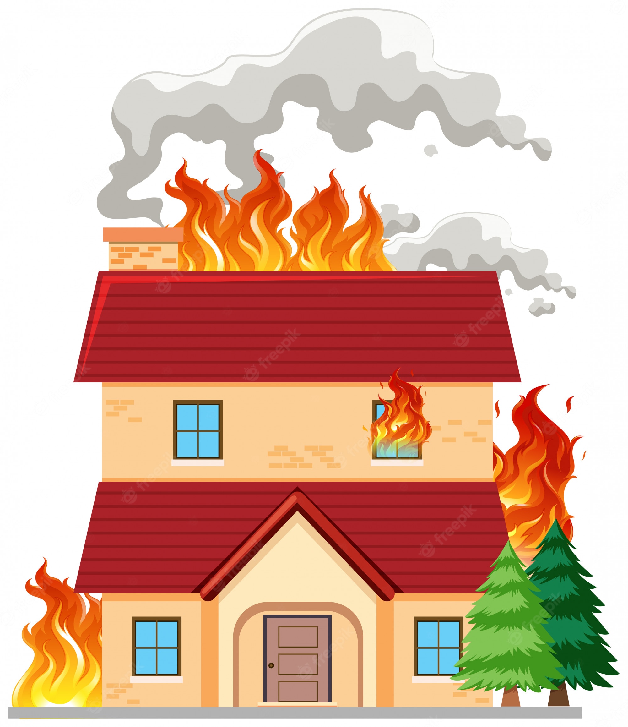 A Modern House On Fire Stock Illustration - Download Image Now - Clip ...