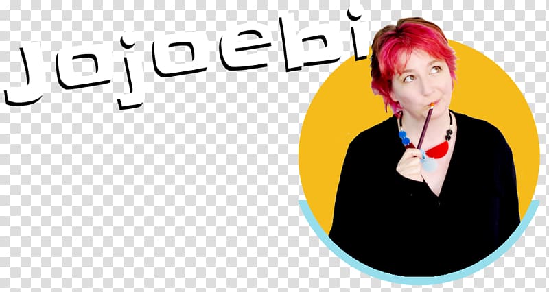 Jojoebi logo with pink-haired woman holding colorful straws in a yellow circle.