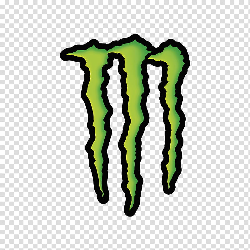 Monster Energy logo featuring three green claw-like strokes with black outlines on transparent background.
