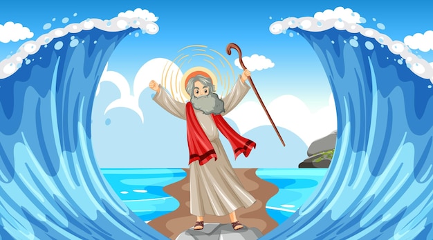 Moses Parting the Red Sea - Biblical Miracle Illustration