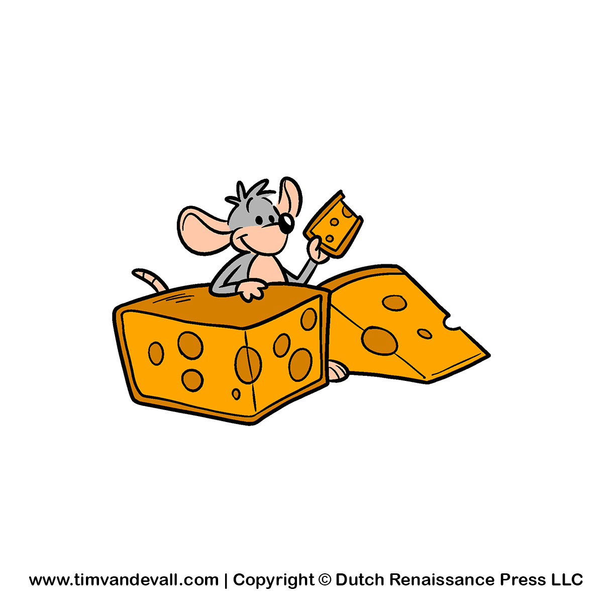 Cartoon Mouse with Cheese - Fun Illustration for Kids & Education