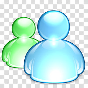 Two glossy user icons-one green, one blue-symbolizing collaboration or user groups on a transparent background.