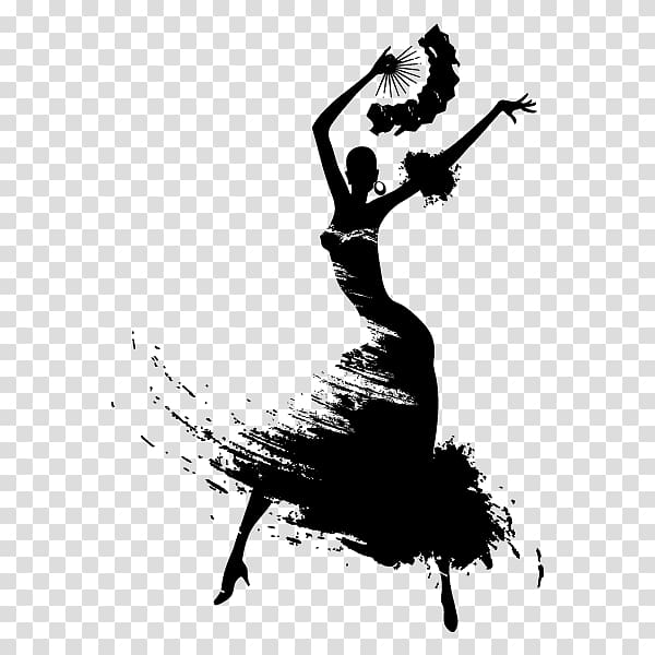 Flamenco Dance Silhouette Art - Elegant Spanish Dance Illustration