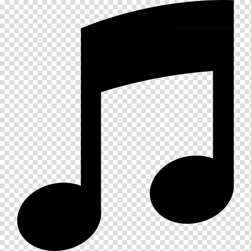 Black eighth note musical symbol on transparent background
