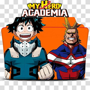 My Hero Academia folder icon featuring Izuku Midoriya and All Might in dynamic poses against an orange background.