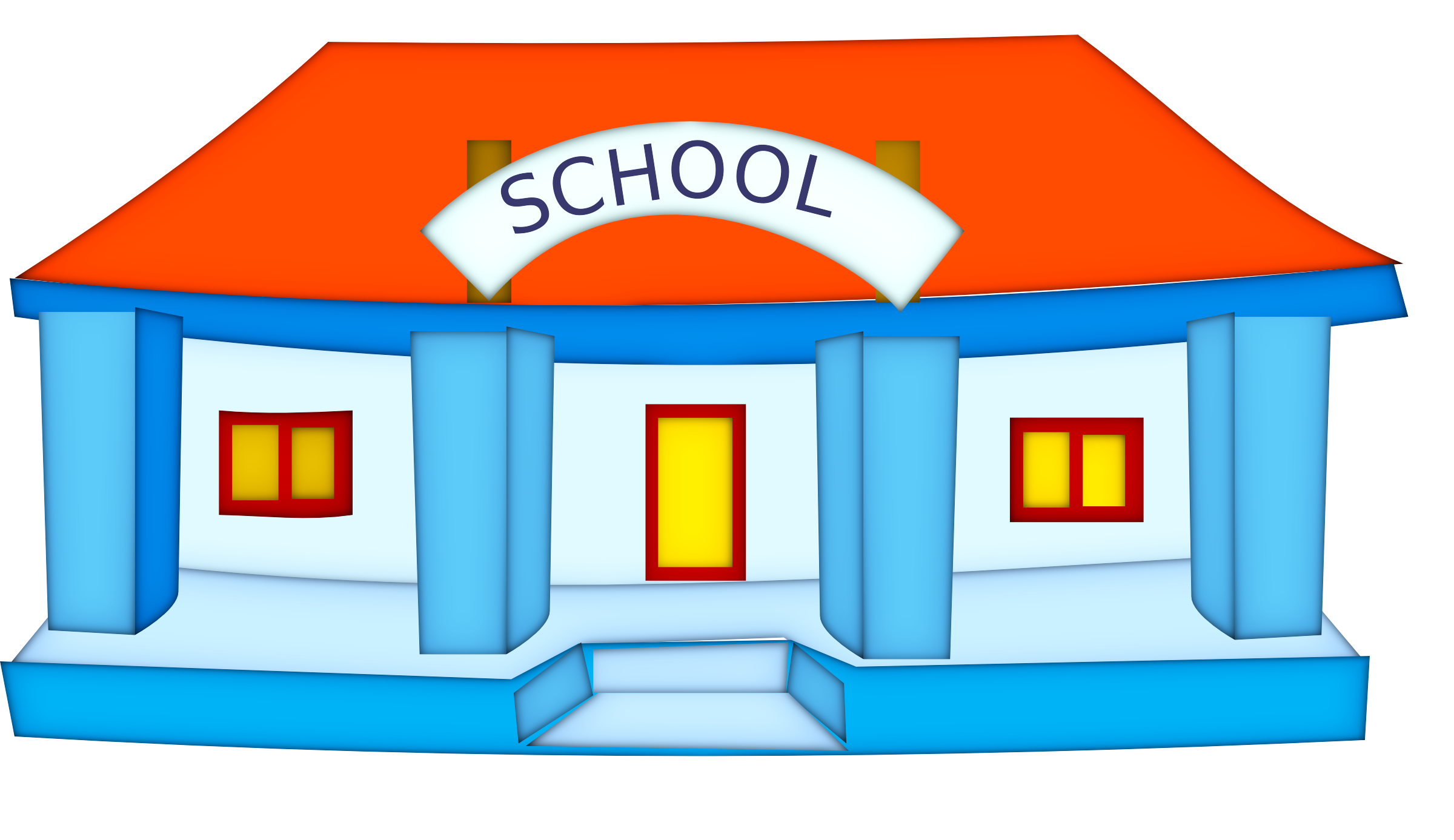 Friendly Cartoon School Building Illustration for Educational Websites