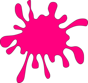 Vibrant pink paint splatter on black background, dynamic and energetic abstract shape.