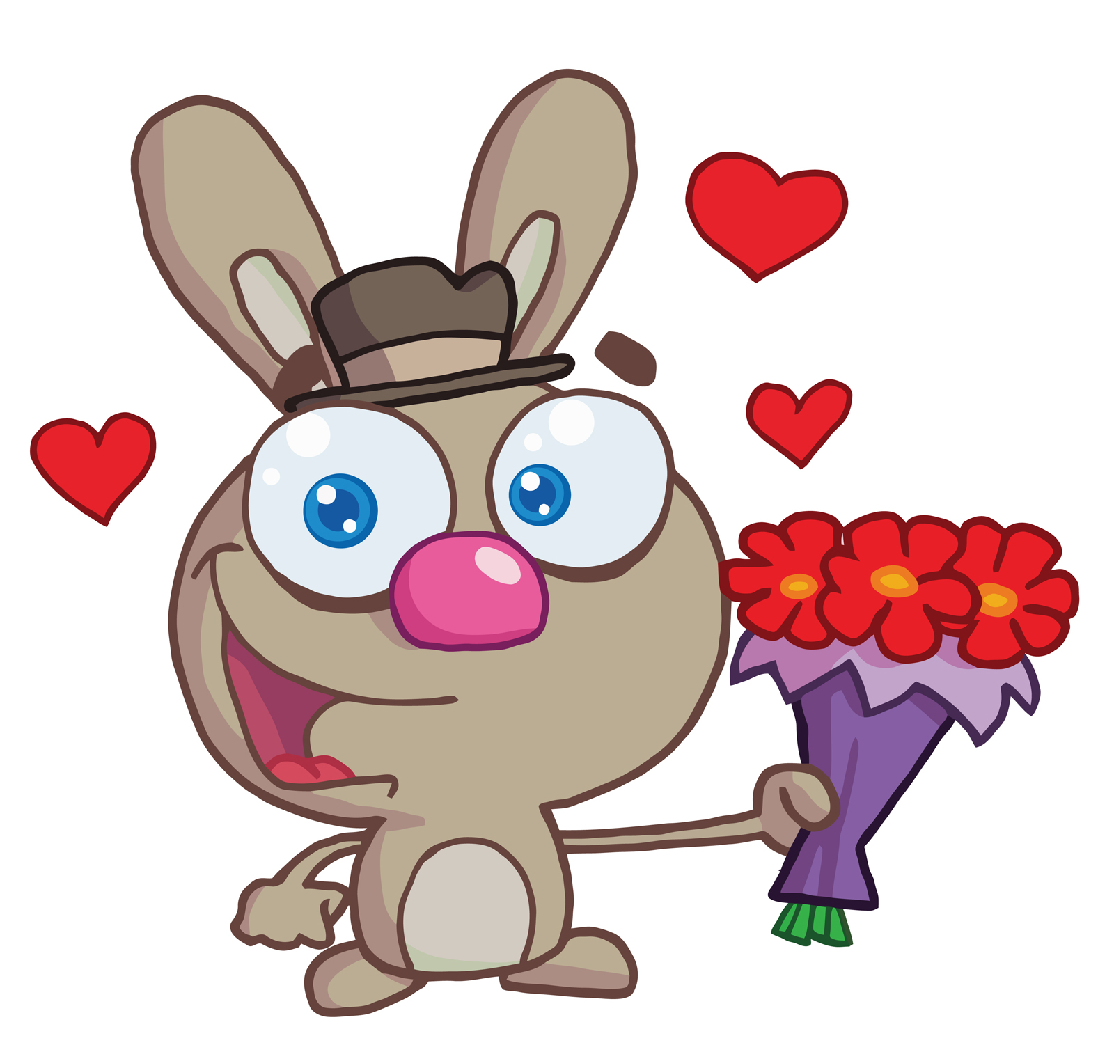 Loveable Bunny with Flowers - Free Clipart for Valentine’s & Greeting Cards