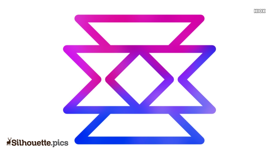 Geometric abstract logo with interlocking zigzag shapes in magenta-to-blue gradient.