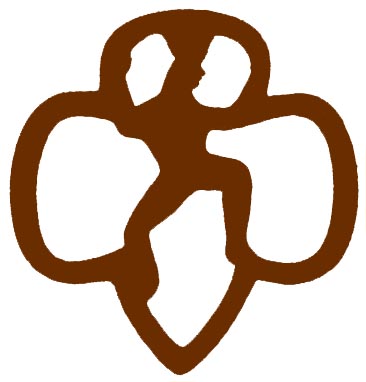 Brown trefoil logo with a stylized human figure in the center, representing Girl Scouts.
