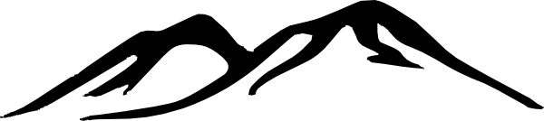 Black silhouette of a stylized mountain range on white background, minimalist design.