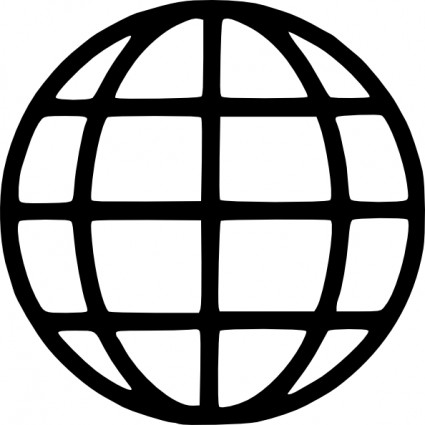 Black-and-white stylized globe icon with latitude and longitude grid lines, representing global connectivity or international scope.