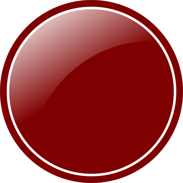 Glossy deep red circular button with white inner border and light reflection highlight.