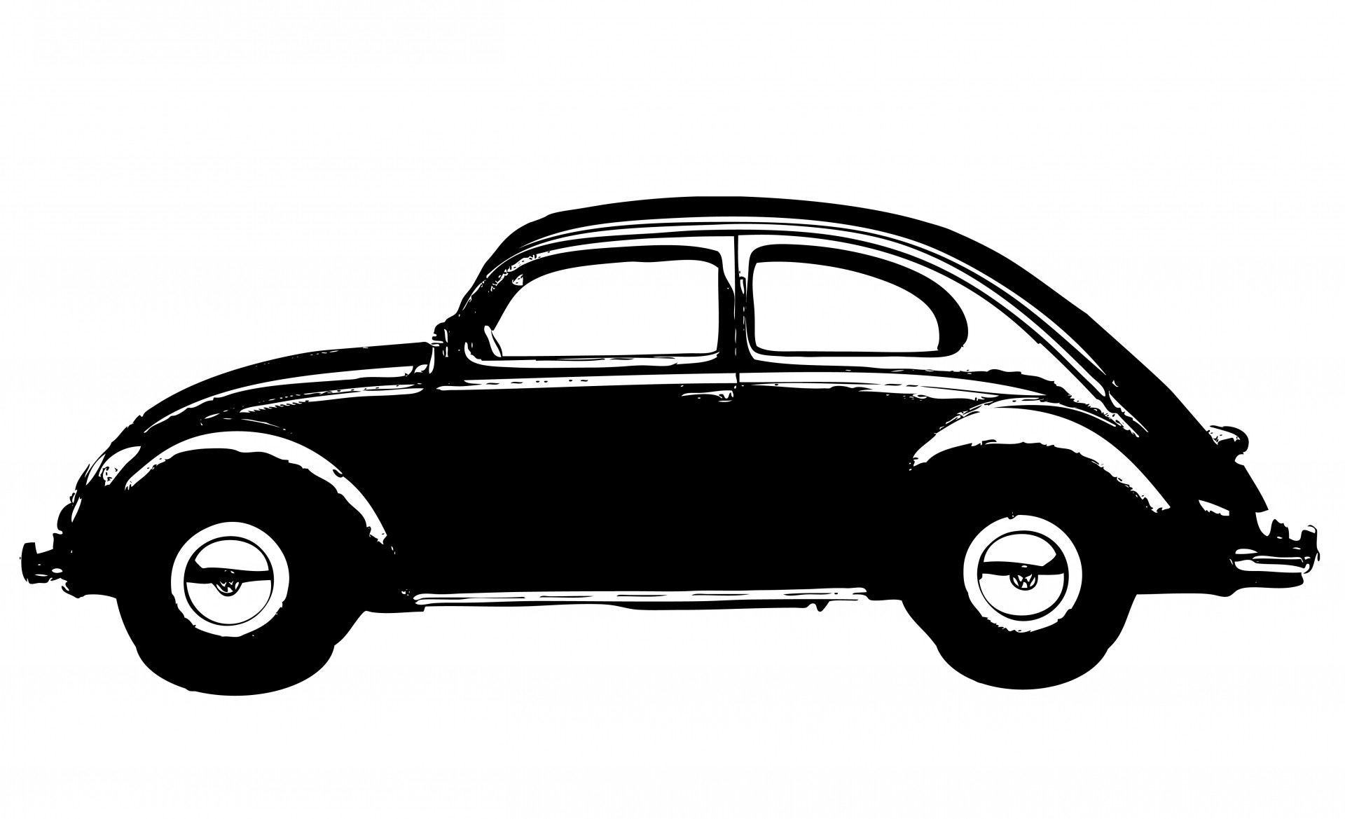 Classic Volkswagen Beetle Silhouette - Vintage Car Illustration