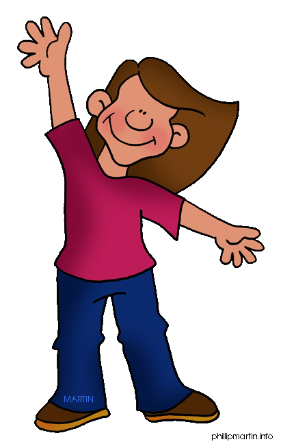 Cheerful Cartoon Girl Waving - Free Clipart for Education & Kids Content