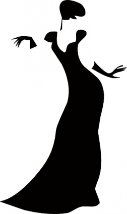 Vintage Glamour Silhouette - Elegant Woman in Long Gown