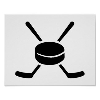 Hockey Puck and Sticks Icon - Sports Symbol for Websites and Apps