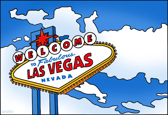 Iconic "Welcome to Fabulous Las Vegas Nevada" sign against a blue sky with clouds.