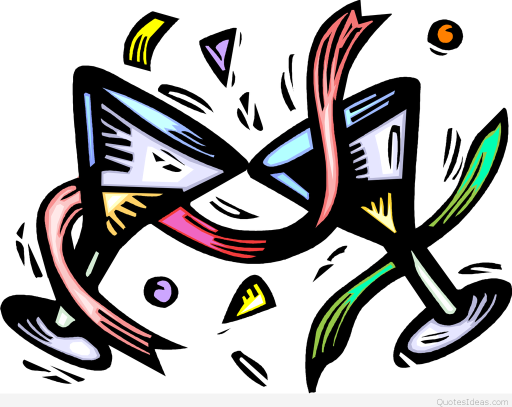 Abstract cartoon illustration of two clashing laptops with dynamic motion lines and colorful fragments flying apart.
