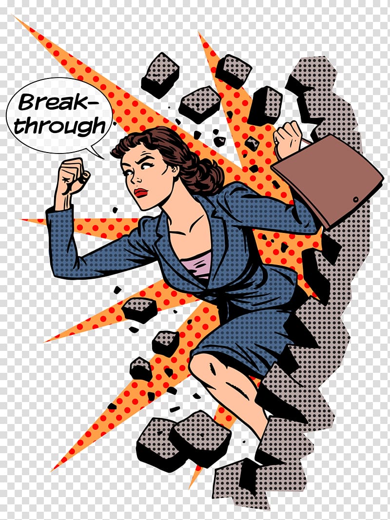 Breakthrough Moment - Empowering Businesswoman Pop Art Illustration