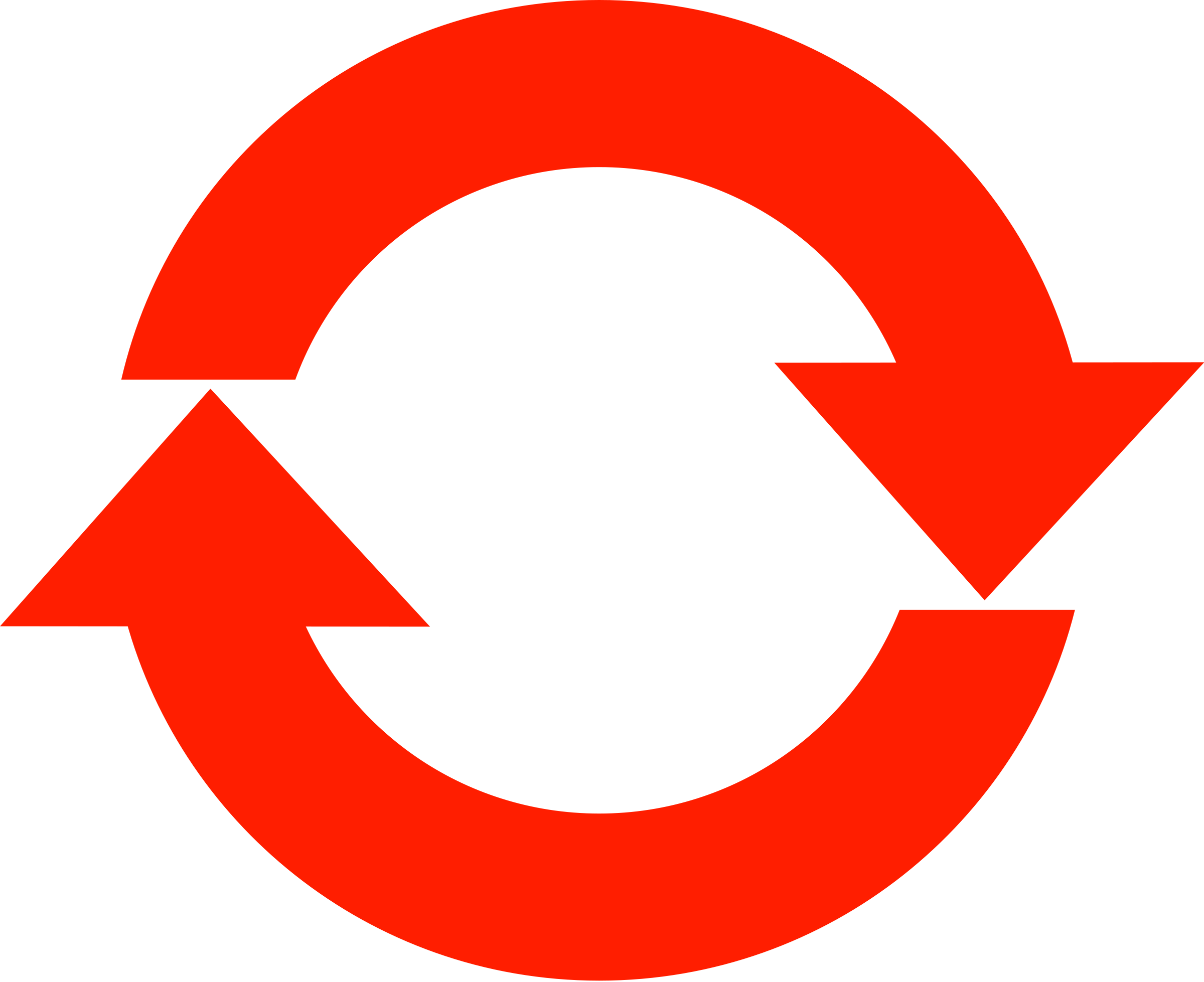 Red circular arrows forming a refresh or reload icon on black background.