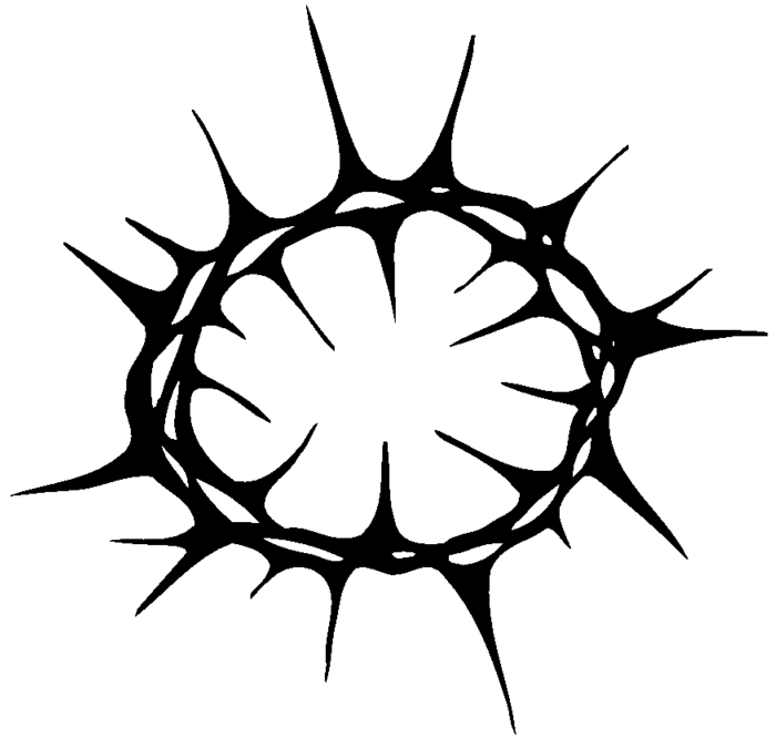 Black silhouette of a crown of thorns, symbolizing Christian sacrifice and suffering.