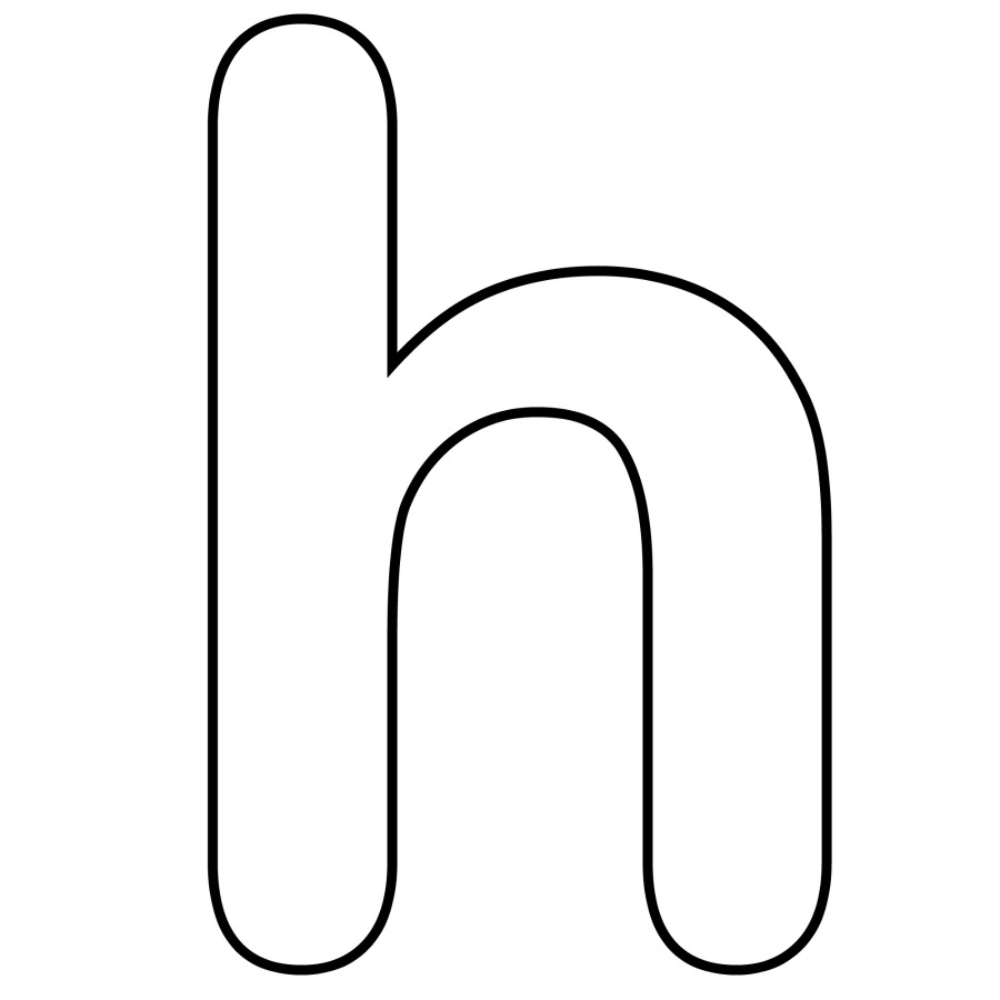 Black outline of lowercase letter 'h' on white background, clean vector-style typography.
