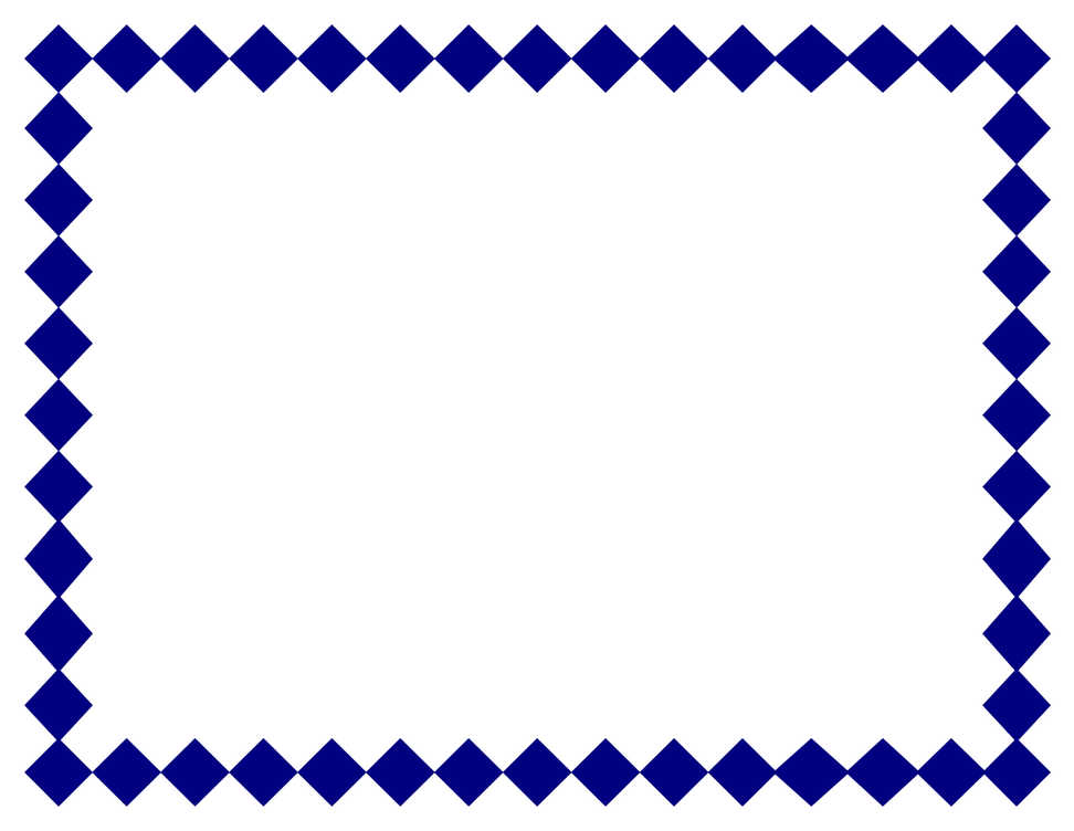 Blue diamond-patterned border frame on white background, decorative rectangular outline.