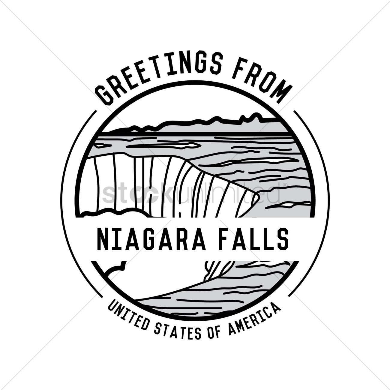 Clipart of a Gray Sketch of Niagara Falls - Royalty Free Vector - Clip ...