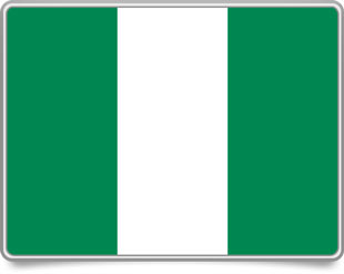 Flag of Nigeria featuring three vertical stripes: green, white, and green.