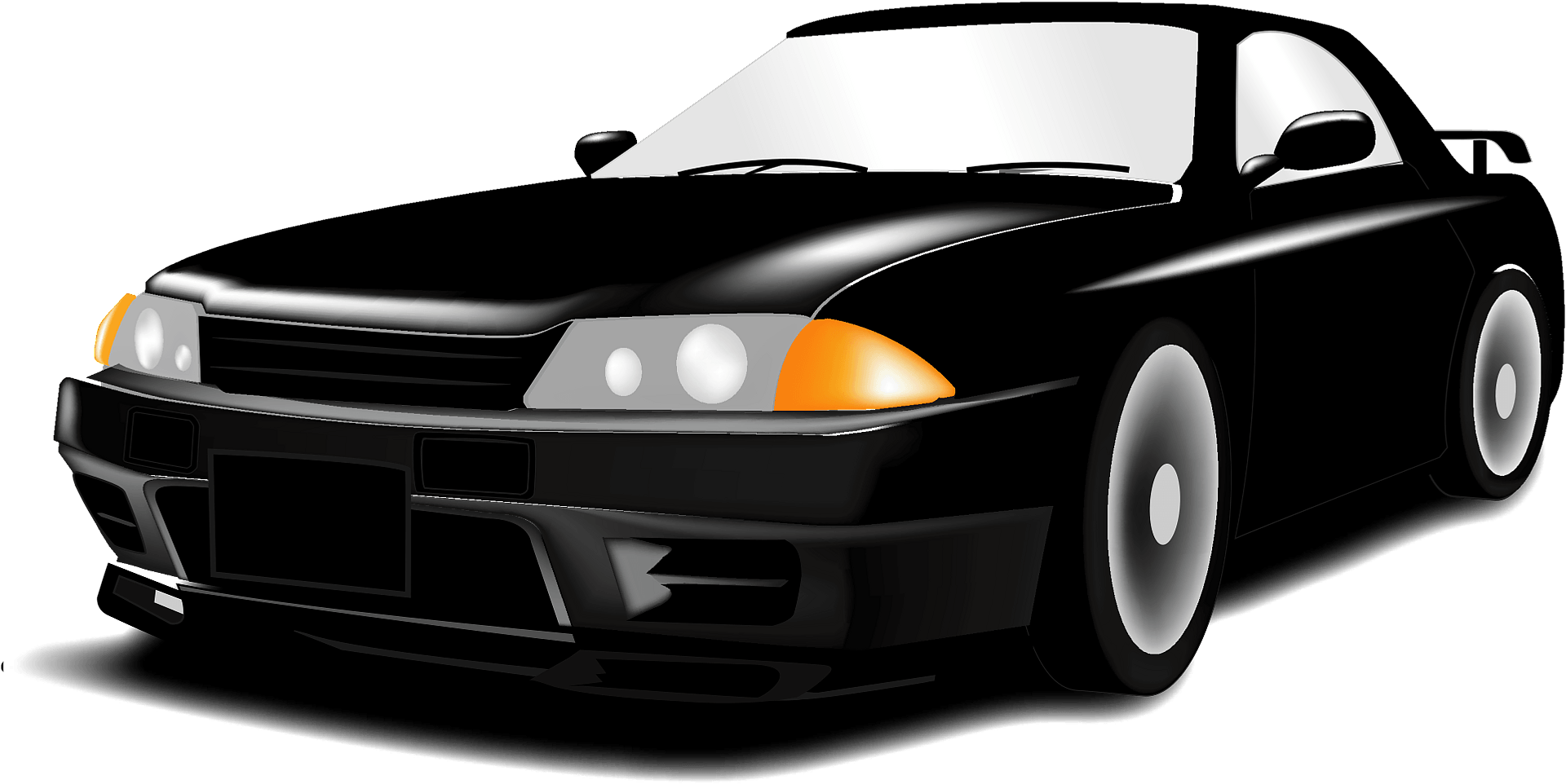 Classic Black Sports Coupe Illustration - High-Performance Car Art