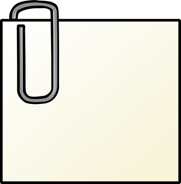 A gray metal paperclip attached to the top-left corner of a blank off-white sheet of paper.
