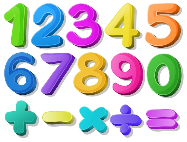 Free Printable Math Numbers and Symbols - Bright 3D Educational Clipart