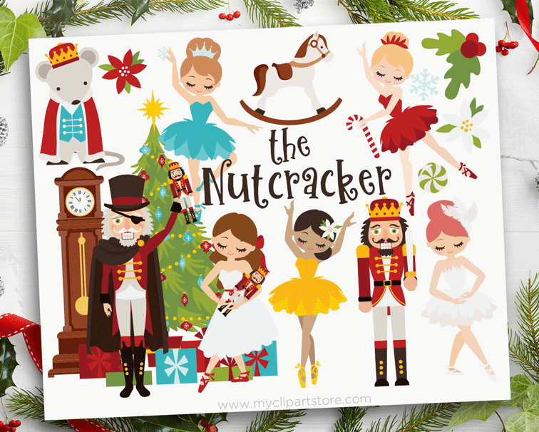 The Nutcracker Christmas clipart, The Nutcracker ballet graphic ...