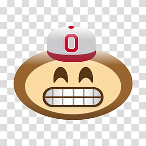 Smiling emoji wearing a white Ohio State cap with red "O" logo, showing teeth and joyful expression.