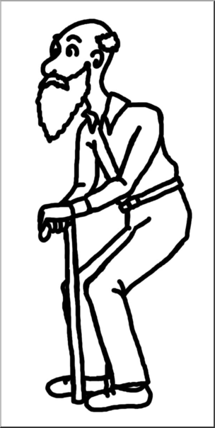 Senior Man with Walking Cane - Illustration for Aging, Mobility, and Health Content